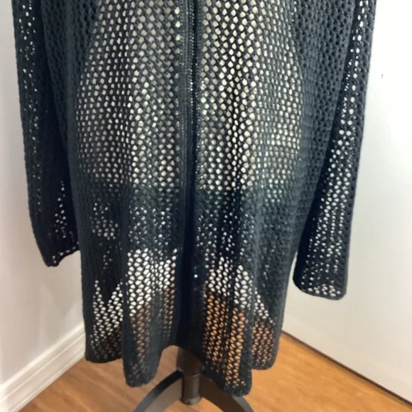 ELLOS 22/24 WOMAN PLUS BLACK CROCHET COVER UP SWEATER VERSATILE - Picture 6 of 12